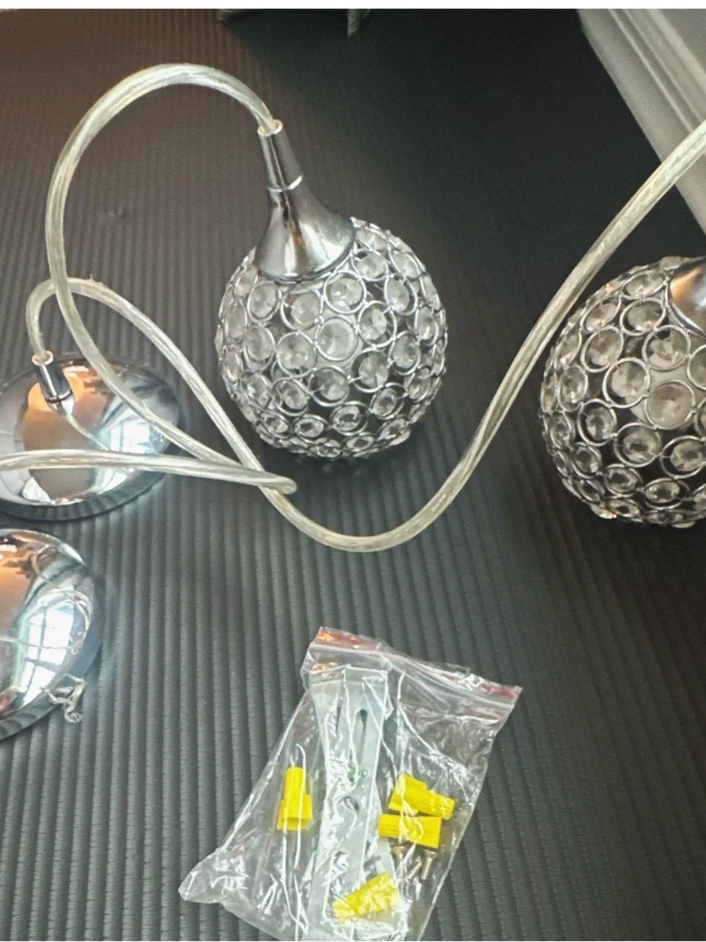 Crystal Ball Pendant Light - Silver set of 2